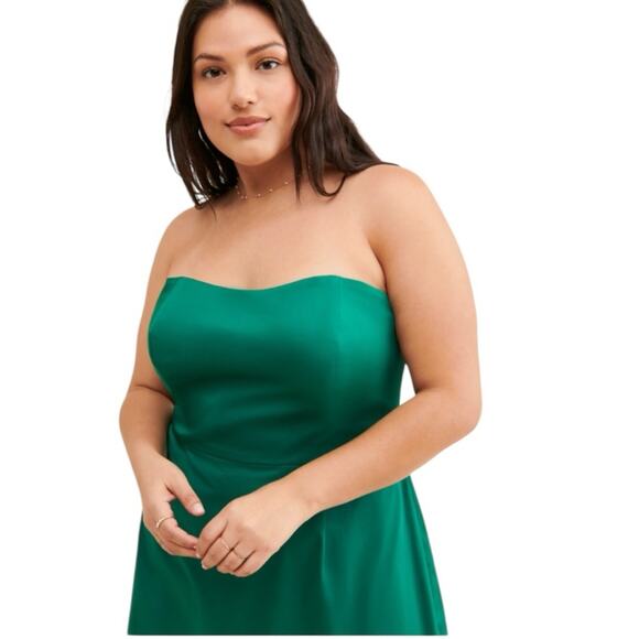 Hutch Satin Strapless Maxi Mermaid Gown Green Size 6 - Picture 3 of 3